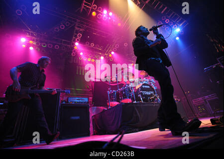 Nov 22, 2008 - Myrtle Beach, South Carolina; USA - (L-R) Bass Guitarist PETER CHARELL and Singer CHRIS BROWN of the band Trapt performs live as their current 2008 tour makes a stop at the House of Blues located in Myrtle Beach. Copyright 2008 Jason Moore. Mandatory Credit: Jason Moore Stock Photo