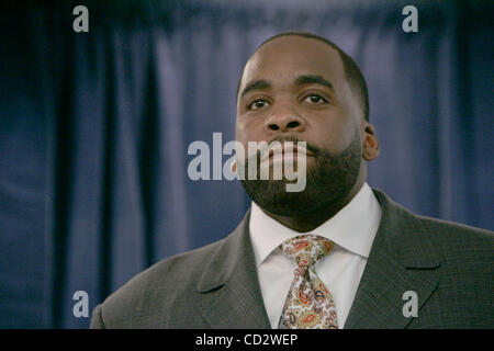 Mar 24, 2008 - Detroit, Michigan, USA - Detroit Mayor KWAME KILPATRICK and a former aide were charged today with perjury and obstruction of justice after prosecutors said sexually explicit text messages between the two contradicted their sworn court testimony. Kilpatrick defiantly declared his innoc Stock Photo