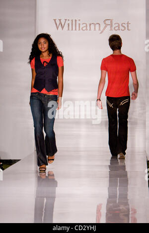 model walking the runway wearing William Rast Fall 2008 collection at Funshion: Fashion Week Miami Beach , William Rast is founded by Justin Timberlake Stock Photo