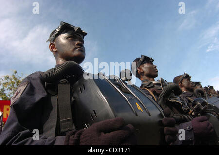 Naval Special Warfare personel or 'Kopaska'  stand in a formation during a ceremony of 46 years  Anniversary in  Jakarta, Indonesia. March 31,2008.The Indonesian and United States Navies will conduct a joint exercise code-named 'Naval Engagement Activity (NEA) 2008'.The joint exercise code-named NEA Stock Photo