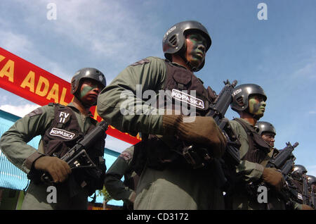 Naval Special Warfare personel or 'Kopaska'  stand in a formation during a ceremony of 46 years  Anniversary in  Jakarta, Indonesia. March 31,2008.The Indonesian and United States Navies will conduct a joint exercise code-named 'Naval Engagement Activity (NEA) 2008'.The joint exercise code-named NEA Stock Photo