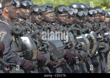 Naval Special Warfare personel or 'Kopaska'  stand in a formation during a ceremony of 46 years  Anniversary in  Jakarta, Indonesia. March 31,2008.The Indonesian and United States Navies will conduct a joint exercise code-named 'Naval Engagement Activity (NEA) 2008'.The joint exercise code-named NEA Stock Photo