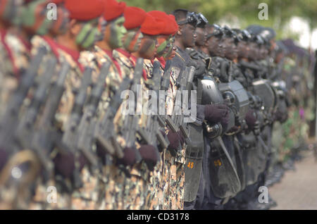 Naval Special Warfare personel or 'Kopaska'  stand in a formation during a ceremony of 46 years  Anniversary in  Jakarta, Indonesia. March 31,2008.The Indonesian and United States Navies will conduct a joint exercise code-named 'Naval Engagement Activity (NEA) 2008'.The joint exercise code-named NEA Stock Photo