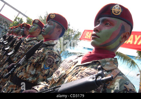 Naval Special Warfare personel or 'Kopaska'  stand in a formation during a ceremony of 46 years  Anniversary in  Jakarta, Indonesia. March 31,2008.The Indonesian and United States Navies will conduct a joint exercise code-named 'Naval Engagement Activity (NEA) 2008'.The joint exercise code-named NEA Stock Photo