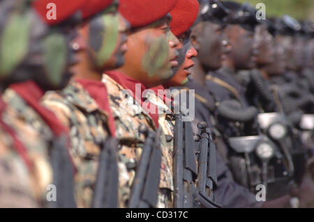 Naval Special Warfare personel or 'Kopaska'  stand in a formation during a ceremony of 46 years  Anniversary in  Jakarta, Indonesia. March 31,2008.The Indonesian and United States Navies will conduct a joint exercise code-named 'Naval Engagement Activity (NEA) 2008'.The joint exercise code-named NEA Stock Photo