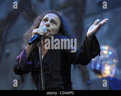 Aug 7, 2008 - Bristow, Virginia, USA - Singer RONNIE JAMES DIO of the band Heaven and Hell performs on the second date of their 2008 Metal Masters Tour as it makes a stop at the Nissan Pavilion located in Virginia.  Copyright 2008 Jason Moore. Mandatory Credit: Jason Moore Stock Photo