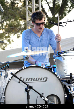 Sep 26, 2008 - Austin, Texas; USA - Drummer JASON HAMMEL of the band Mates of the States performs live as part of the 2008 Austin City Limits Music Festival that took place at Zilker Park located in Austin.  The three day multi-stage festival with eight stages attracted thousands of music fan to see Stock Photo