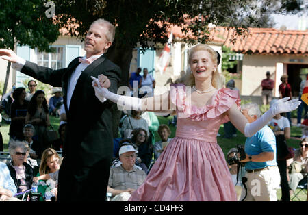 October 5, 2008,  San Diego,  California, USA   .At the International Houses in Balboa Park, the Austrian community held a special performance and brought out their favorite foods to share with the public. While the six-piece all women accordian band performed, a couple of daring souls danced on the Stock Photo