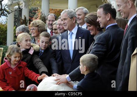 Apr. 17, 2008 - Washington, District of Columbia, U.S. - I13868CB...''Pumpkin'' the turkey receives his presidential pardon from President Bush..11/26/08 The White House- Washington DC.  - -  Photos(Credit Image: © Christy Bowe/Globe Photos/ZUMAPRESS.com) Stock Photo