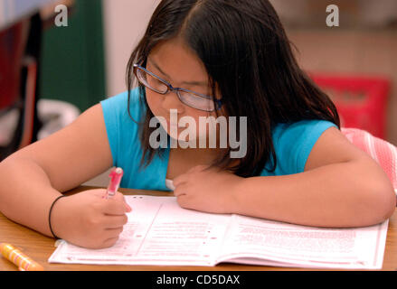 Quail Run third graders including Kendra Rebadulla take a practice STAR (California Standardized Testing and Reporting) test on Monday, April 21, 2008, in San Ramon, Calif.  The real STAR tests begin on Tuesday.  (Cindi Christie/Contra Costa Times) Stock Photo