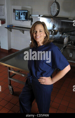 May 28, 2008 - Orlando, Florida, USA - Dr. JAN GARAVAGLIA, Chief Medical Examiner of Orange County, Florida, and host of the Discover Health Channel television show Dr. G: Medical Examiner, stands in the morgue of the Orange County Medical Examiner's Office in Orlando, Florida, May 28, 2008. (Credit Stock Photo