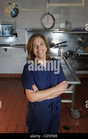 May 28, 2008 - Orlando, Florida, USA - Dr. JAN GARAVAGLIA, Chief Medical Examiner of Orange County, Florida, and host of the Discover Health Channel television show Dr. G: Medical Examiner, stands in the morgue of the Orange County Medical Examiner's Office in Orlando, Florida, May 28, 2008. (Credit Stock Photo