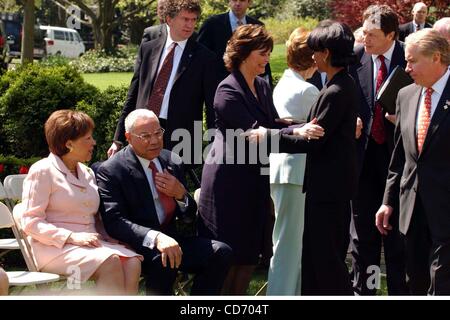 Apr. 16, 2004 - Washington, District of Columbia, U.S. - I8664CB.PRESIDENT GEORGE W BUSH WELCOMES BRITISH PRIME MINISTER TONY BLAIR TO THE WHITE HOUSE TO DISCUSS GLOBAL ISSUES FOLLOWED BY LUNCH, WASHINGTON DC.04/16/02004.  /    2004..CHERIE BLAIR, COLLIN POWELL, CONDOLEEZZA RICE AND LAURA BUSH(Credi Stock Photo