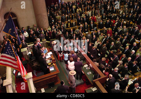 David A. Paterson is sworn-in as New York's 55th Governor in an inauguration at Assembly Chamber of the State Capital. Stock Photo