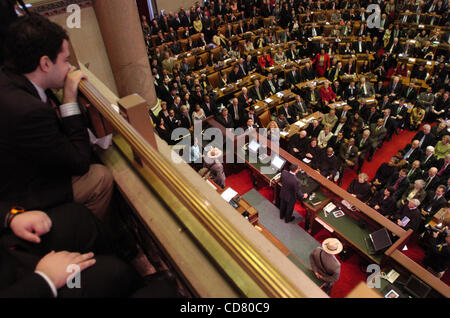 David A. Paterson is sworn-in as New York's 55th Governor in an inauguration at Assembly Chamber of the State Capital. Stock Photo