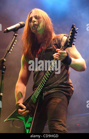 British heavy metal band Bullet for My Valentine performing in Moscow. Stock Photo