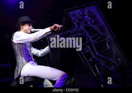 British pop singer Mika performing live in Moscow. Stock Photo