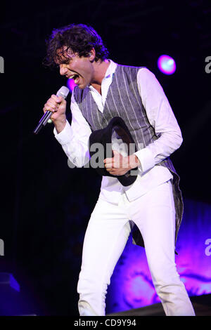 British pop singer Mika performing live in Moscow. Stock Photo