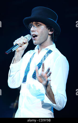 British pop singer Mika performing live in Moscow. Stock Photo