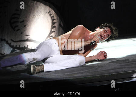 British pop singer Mika performing live in Moscow. Stock Photo