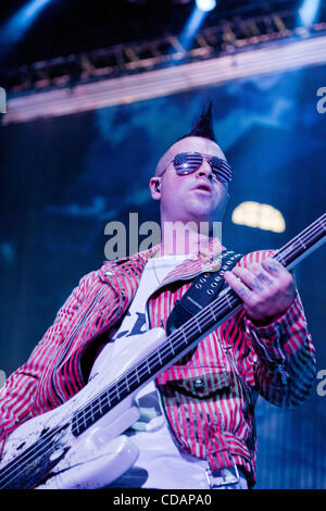 Sept. 10, 2010 - Dallas, Texas, United States of America - Avenged Sevenfold Bassist Johnny Christ performs .in a concert at the Superpages Center at Fairpark grounds in Dallas, Texas. (Credit Image: © Manny Flores/Southcreek Global/ZUMApress.com) Stock Photo