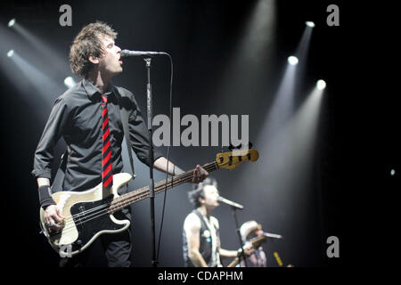 Canadian rock band Sum 41 performing live at the Arena Moscow of Moscow. (current members of the band: Deryck Whibley, Steve Jocz, Jason McCaslin, Tom Thacker ). Stock Photo