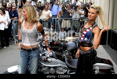 Jan. 1, 2011 - New York, New York, U.S. - BRIDGET HALL AND HEIDI KLUM.K31856RM.SUPERMODELS HEIDI KLUM, BRIDGET HALL AND INES RIVERO AT THE VICTORIA'S SECRET FLAGSHIP STORE ON HARLEY DAVIDSON MOTORCYCLES TO INTRODUCE THE HOT NEW ''ROCK ANGEL'' COLLECTION..A NEW ENERGETIC AND FEMININE COLLECTION OF LI Stock Photo