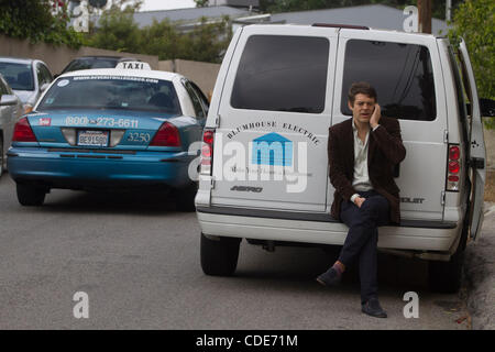 Jason Blum, President, Blumhouse Productions, conducts most of his business from the back of his tricked-out mini-van.   Blum made Paranormal Activity 1 + 2 and recently released Insiduous.'      photo by Jonathan Alcorn/ZumaPress Stock Photo