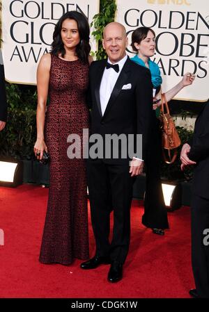 Jan. 16, 2011 - Los Angeles, California, U.S. - Bruce Willis and Emma Heming.68TH ANNUAL GOLDEN    AWARDS (Arrivals).held at The Beverly Hilton Hotel., Los Angeles, CA. January 16 - 2011. K67382LONG(Credit Image: Â© D. Long/Globe Photos/ZUMAPRESS.com) Stock Photo