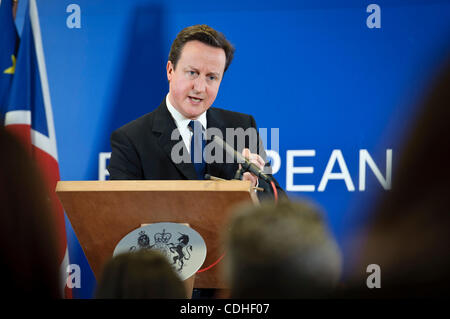 Feb. 4, 2011 - Brussels, BXL, Belgium - British Prime Minister David Cameron holds a press conference at the end the  European Union head of states summit at European Councill headquarters in Brussels, Belgium on 2011-02-04  by Wiktor Dabkowski (Credit Image: © Wiktor Dabkowski/ZUMAPRESS.com) Stock Photo
