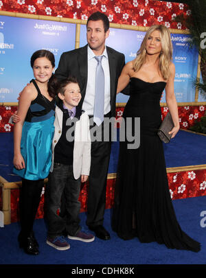 Feb. 8, 2011 - New York, New York, U.S. - Actors BAILEE MADISON, GRIFFIN ALEXANDER GLUCK, ADAM SANDLER and JENNIFER ANISTON attend the special screening of 'Just Go With It' held at the Ziegfeld Theater. (Credit Image: © Nancy Kaszerman/ZUMAPRESS.com) Stock Photo