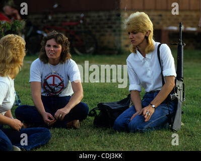 Feb. 15, 2011 - Atlanta, GA, USA - White Patriot Party training camp in western North Carolina, 1985. The White Patriot Party was an American anti-Semitic white supremacist organization associated with Christian Identity and the Ku Klux Klan. Using paramilitary tactics, the group developed from the  Stock Photo