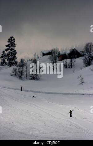 Feb 22, 2011 - Gulmarg Valley, Kashmir, India - People enjoy the snow covered mountains, about 55 kilometers from Srinagar. (Credit Image: © Altaf Zargar/ZUMAPRESS.com) Stock Photo