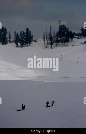 Feb 22, 2011 - Gulmarg Valley, Kashmir, India - People enjoy the snow covered mountains, about 55 kilometers from Srinagar. (Credit Image: &#169; Altaf Zargar/ZUMAPRESS.com) Stock Photo