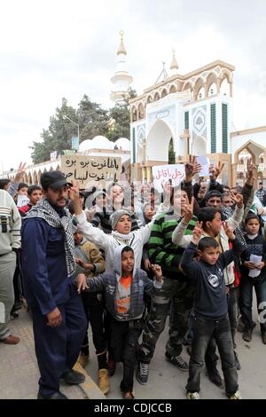 Feb 23, 2011 - Derna, Libya - People attend a protest in the eastern Libyan town of Derna. Unrest shook Libya in recent days as government crackdowns on protesters have resulted in mass casualties, according to human rights groups. (Credit Image: &#169; Karam Nasser/apaimages/ZUMAPRESS.com) Stock Photo