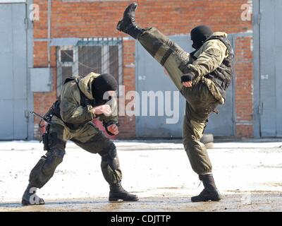 Mar 03, 2011 - Krasnodar, Russia - Training of Spetsnaz fighters. Spetsnaz Russian special purpuse unit 'Akula' (english: Shark) of Krasnodar Interior ministry forces. Spetsnaz or Specnaz is literally 'force of special purpose'. (Credit Image: © PhotoXpress/ZUMAPRESS.com) Stock Photo