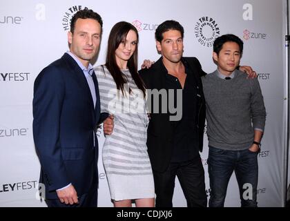 Mar. 4, 2011 - Hollywood, California, U.S. - PaleyFest 2011 -- ''The Walking Dead'' at the Saban Theatre in Beverly Hills, CA 2011  3/4/11   2011..ANDREW LINCOLN, SARAH WAYNE CALLIES, JON BERNTHAL, STEVEN YEUN.K67737SK(Credit Image: Â© Scott Kirkland/Globe Photos/ZUMAPRESS.com) Stock Photo