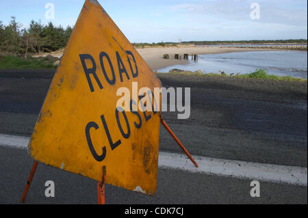 Mar. 11, 2011 - Wichester Bay, Oregon, U.S - Tsunami warning signs are up in the community of Winchester Bay along the southern Oregon coast after a tsunami warning was issued following the devistating Japan earthquake. (Credit Image: © Robin Loznak/ZUMAPRESS.com) Stock Photo