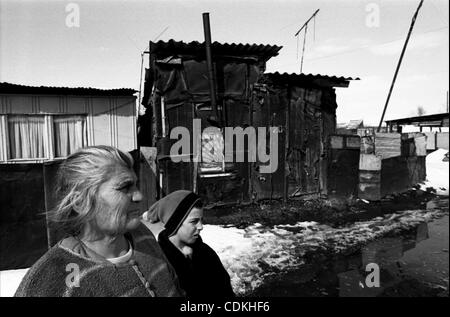 People lives in the containers after 23 years. Asia, Armenia, Gyumri, 06.03.2011: Gyumri (former Leninakan) suffered from the earthquake december 7, 1988. The epicenter of the earthquake was in town of Spitak, killing 25000 people.  In Gyumri more than 20.000 flats and private houses were ruined and Stock Photo