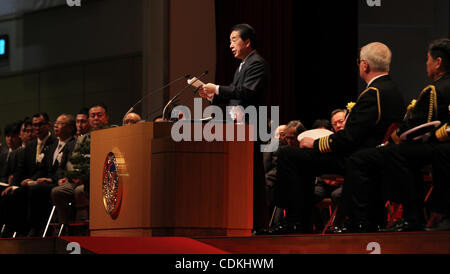 Mar. 20, 2011 - Yokosuka, Japan - Japanese Prime Minister  NAOTO KAN attends the graduation ceremony of the National Defense Academy of Japan in Yokosuka, Japan. 409 students graduated from the Academy. (Credit Image: © Junko Kimura/Jana Press/ZUMAPRESS.com) Stock Photo