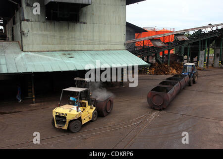 Mar 25, 2011 - Isulan, Mindanao Island, Philippines - Filipino workers at the processing plant for oil palm fruits. Palm oil is considered as important as its other resources as it aims for growth. Asian firms like those in Indonesia and Philippines might take the lead in the production of palm oil  Stock Photo