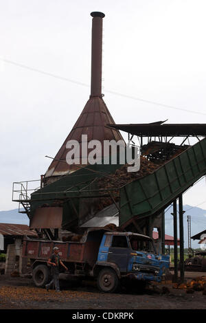 Mar 25, 2011 - Isulan, Mindanao Island, Philippines - Filipino worker is  seen at the processing plant for oil palm fruits. Palm oil is considered as important as its other resources as it aims for growth. Asian firms like those in Indonesia and Philippines might take the lead in the production of p Stock Photo