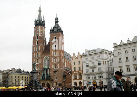 Apr. 22, 2011 - Krakow, Poland - The Main Market Square in the Old Town section of Krakow, Poland (Credit Image: © Nicolaus Czarnecki/ZUMApr.ESS.com) Stock Photo