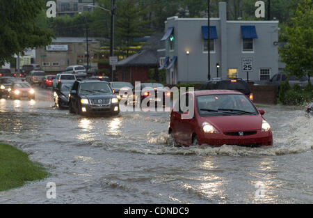 May 25, 2011 - Ann Arbor, Michigan, U.S - Heavy rain causes a flash flood on the edge of downtown Ann Arbor, MI on May 25, 2011.  More rain is expected Friday and the Huron River is already flooding in some areas. (Credit Image: © Mark Bialek/ZUMAPRESS.com) Stock Photo
