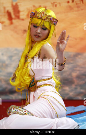 May 29, 2011 - Shanghai, China - A cosplayer performs an Egyptian-themed routine onstage as part of a World Cosplay Summit preliminary competition at the SML Center plaza. China will select two cosplayers to compete against participants from other countries at the summit's World Cosplay Championship Stock Photo