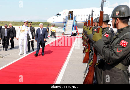 Palestinian President Mahmoud Abbas (Abu Mazen) arrives to the Turkish capital of Ankara on Jun 22,2011. Photo by Thaer Ganaim Stock Photo