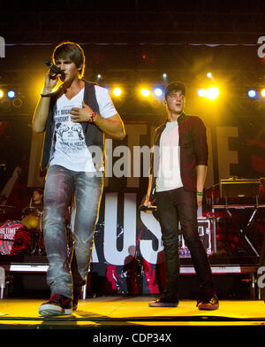 July 20, 2011 - Turlock, CA, U.S - James , left, and Kendall, right from the group Big Time Rush perform Wednesday July 20th, 2011(20110720) during the Stanislaus County Fair in Turlock, CA.  Marty Bicek/Zuma Press (Credit Image: © Marty Bicek/ZUMAPRESS.com) Stock Photo