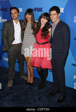 May 16, 2011 - New York, NY, U.S.A - Actors Jake Johnson, Hannah Simone, Zooey Deschanel and Max Greenfield at the 2011 Fox Upfront. (Credit Image: © Dan Herrick/ZUMAPRESS.com) Stock Photo