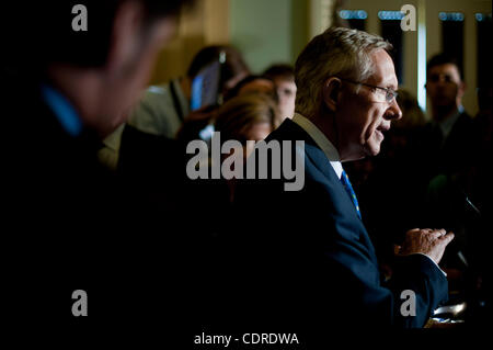 May 3, 2011 - Washington, District of Columbia, U.S. - Senate Majority Leader Harry Reid (D-NV) speaks to the press on Capitol Hill on Tuesday. Senator Reid said that he wants to bring energy legislation to the floor before the Memorial Day recess. (Credit Image: © Pete Marovich/ZUMAPRESS.com) Stock Photo