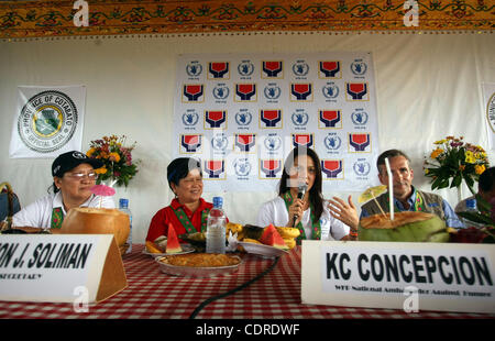 May 4, 2011 - Aleosan, North Cotabato, Philippines - UN WFP Ambassador against Hunger and Filipina Actress MARIA KRISTINA CASSANDRA CUNETA CONCEPTION gestures as she answer question from reporters during the launching of United Nations and Manila government iron fortified rice campaign in the townsh Stock Photo